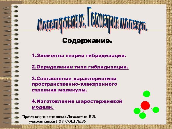 Презентация Моделирование. Геометрия молекул